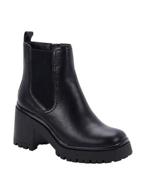 NIB Aqua College Raine Waterproof Black Suede Chelsea Boots Square Toe Women's 8